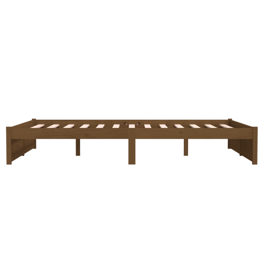 Bed frame without mattress honey brown solid wood 140x190 cm