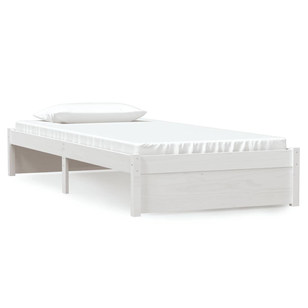 Bed frame without mattress white solid wood 90x200 cm