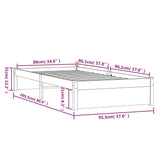 Bed frame without mattress white solid wood 90x200 cm