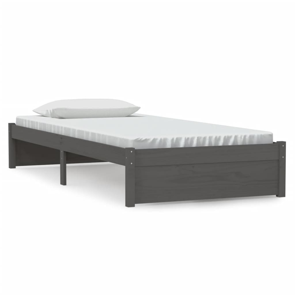 Bed frame without mattress gray solid wood 90x200 cm