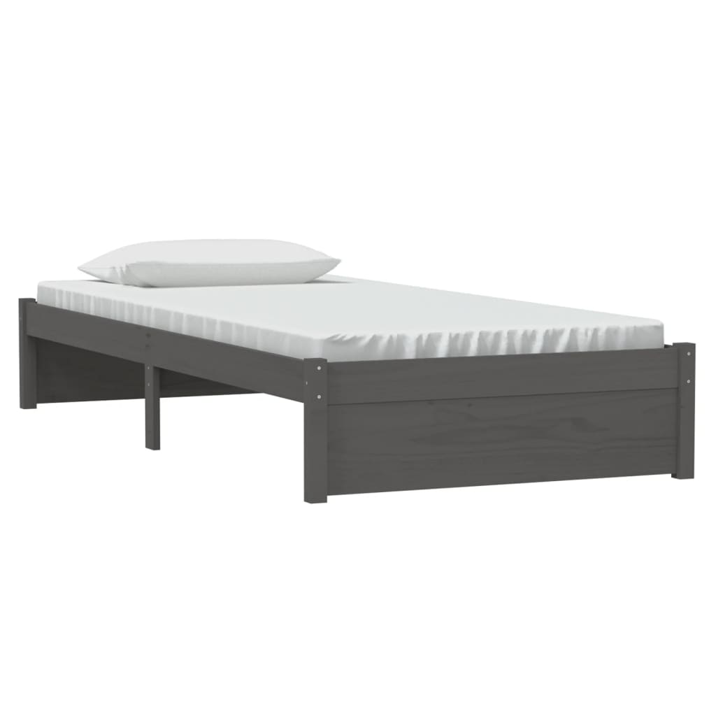 Bed frame without mattress gray solid wood 90x200 cm