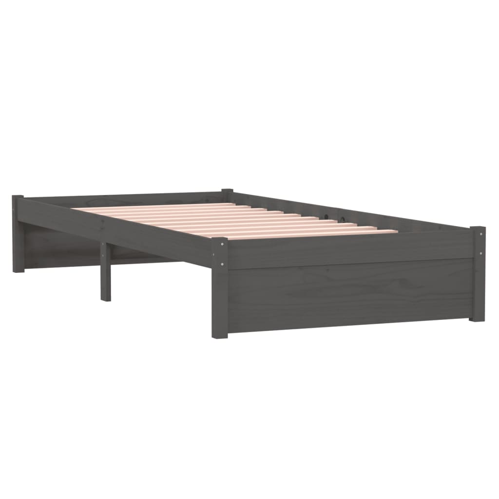 Bed frame without mattress gray solid wood 90x200 cm