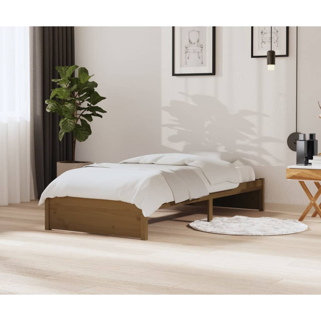 Bed frame without mattress honey brown solid wood 90x200 cm