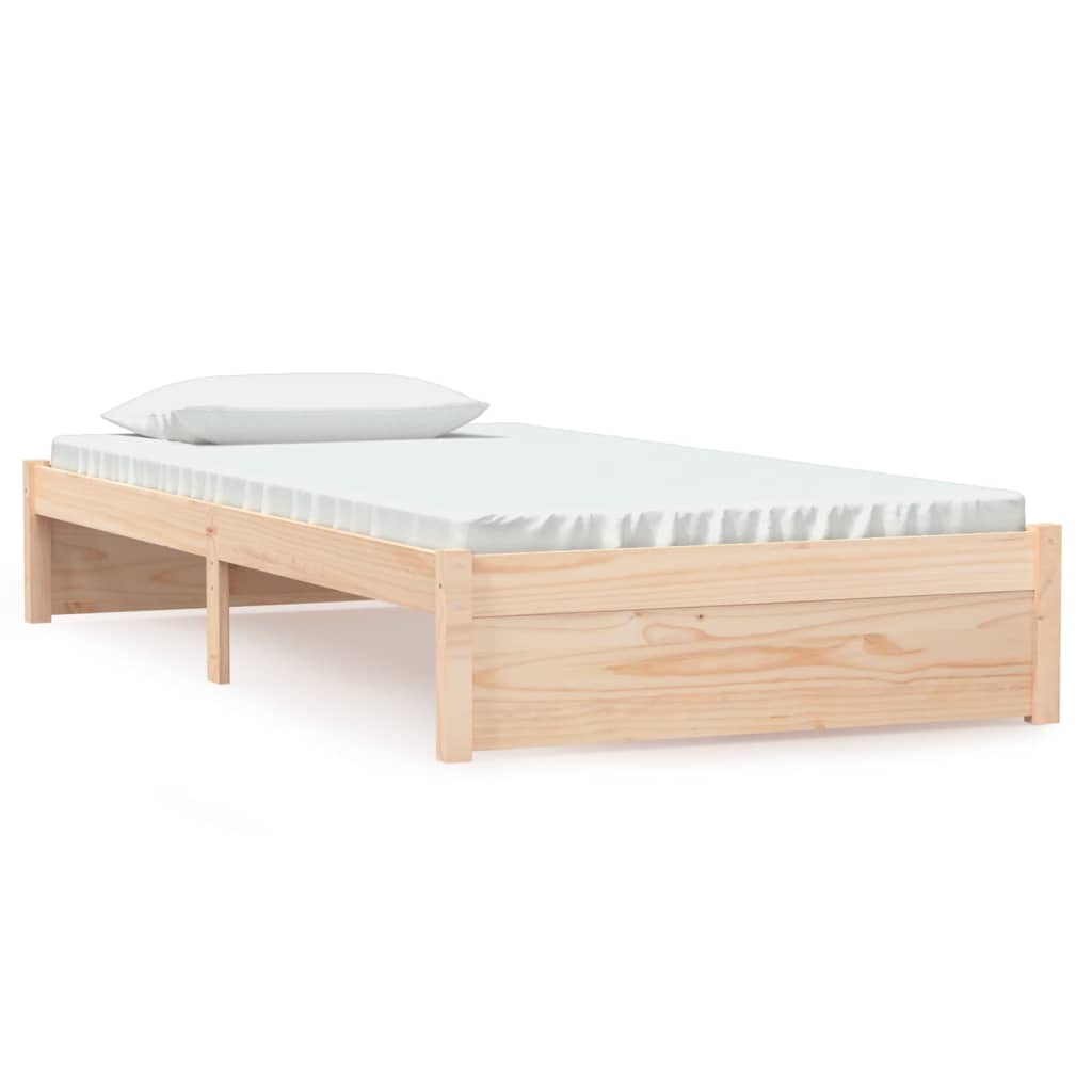 Cadre de lit sans matelas blanc bois massif 100x200 cm