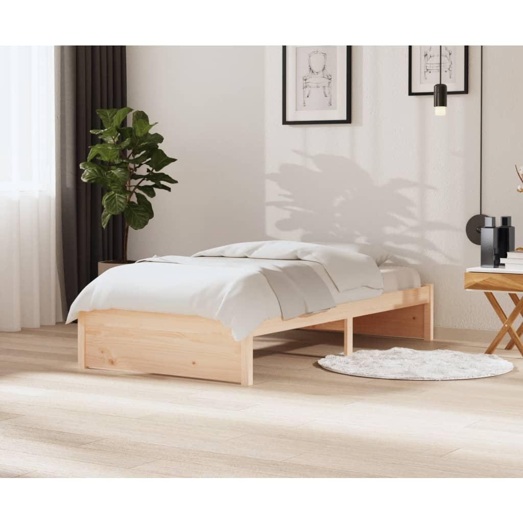 Cadre de lit sans matelas blanc bois massif 100x200 cm