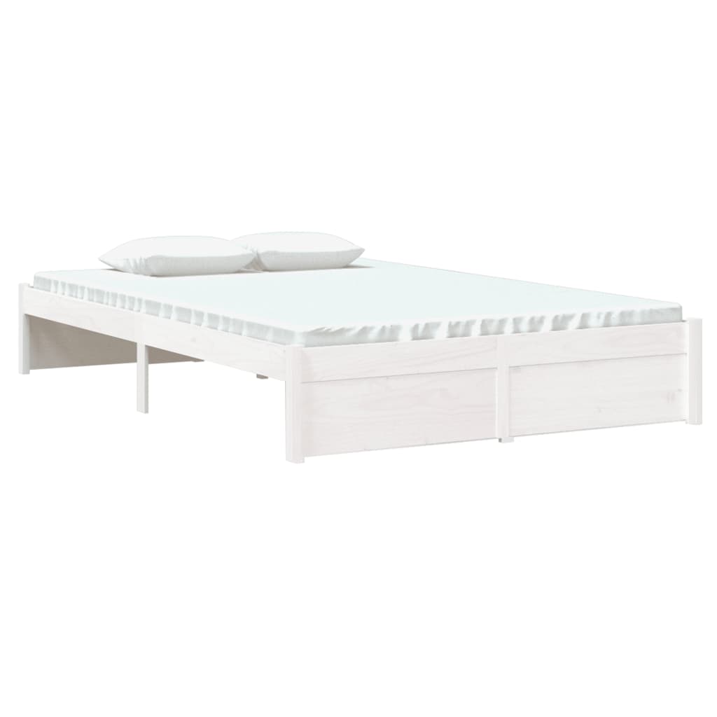 Bed frame without mattress white solid wood 120x200 cm