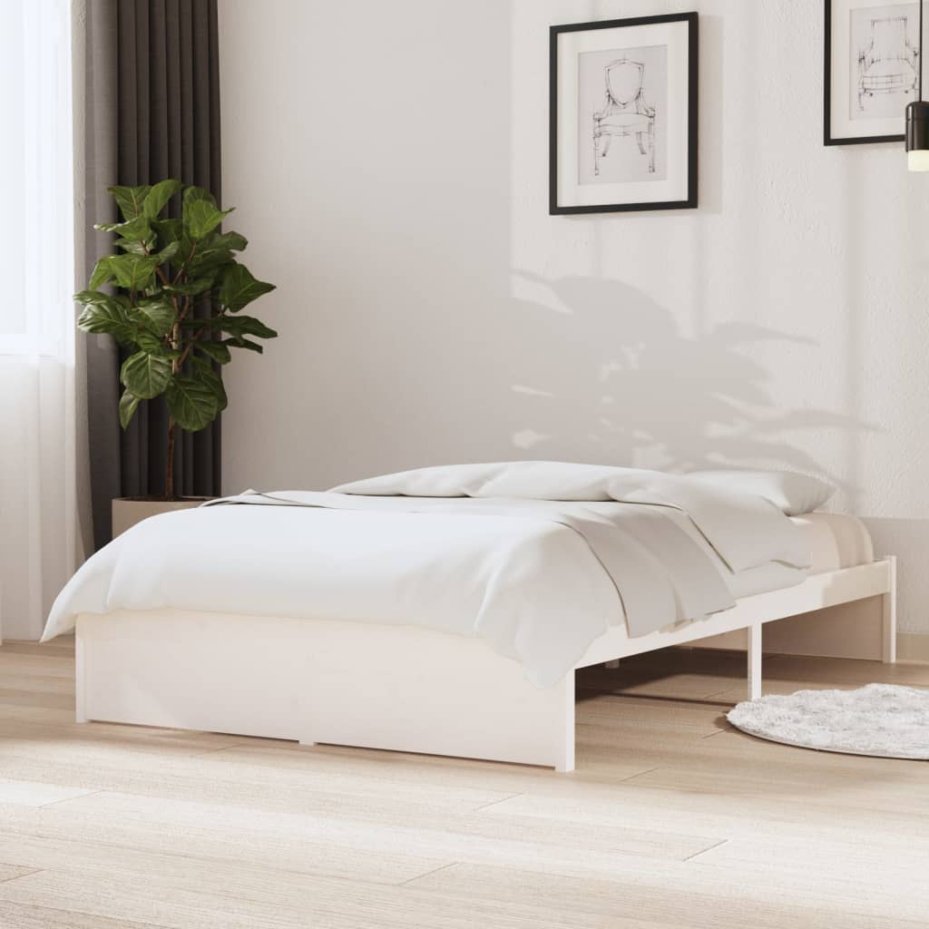 Bed frame without mattress white solid wood 120x200 cm