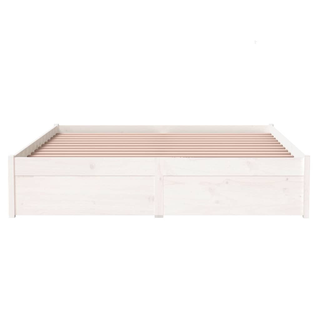 Bed frame without mattress white solid wood 140x200 cm