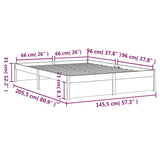 Bettgestell ohne Matratze aus grauem Massivholz 140x200 cm