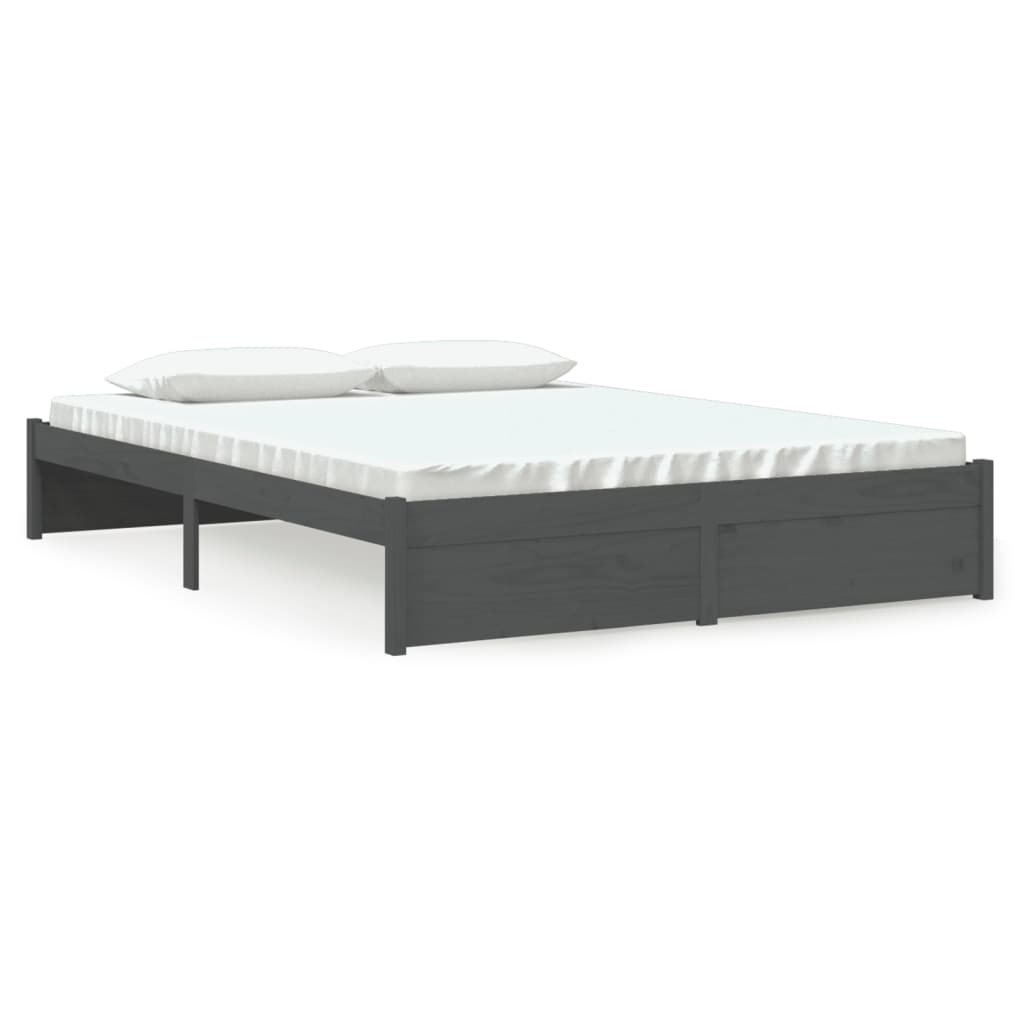 Bed frame without mattress gray solid wood 150x200 cm