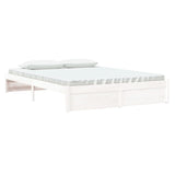 Cadre de lit sans matelas blanc bois massif 160x200 cm