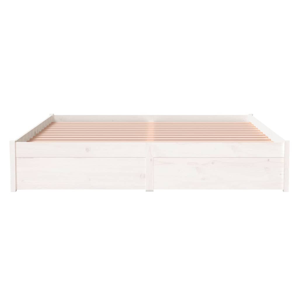 Cadre de lit sans matelas blanc bois massif 160x200 cm