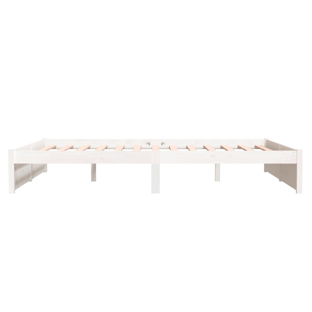 Cadre de lit sans matelas blanc bois massif 160x200 cm