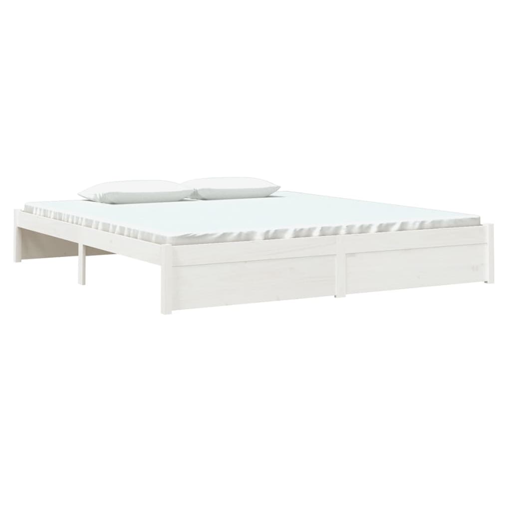 Bed frame without mattress white solid wood 180x200 cm