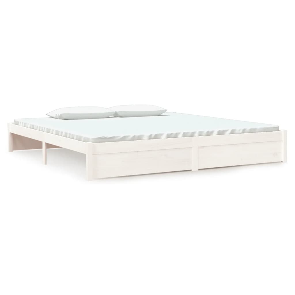 Cadre de lit sans matelas blanc bois massif 200x200 cm