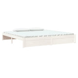 Cadre de lit sans matelas blanc bois massif 200x200 cm