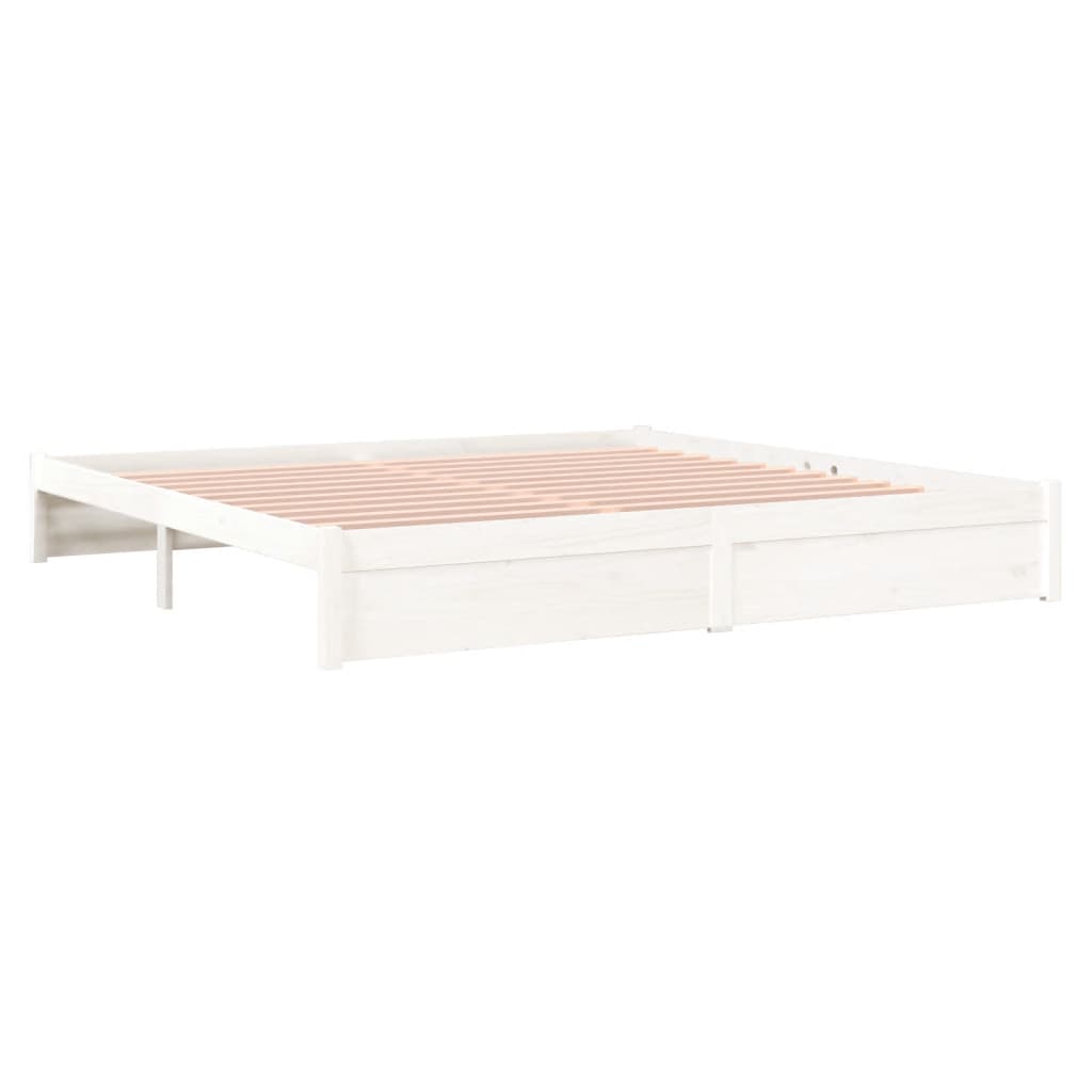 Bed frame without mattress white solid wood 200x200 cm