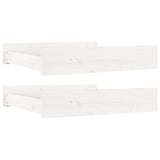 Tiroirs de lit 2 pcs blanc Bois de pin massif