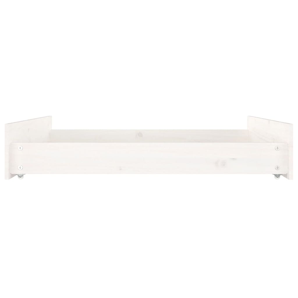 Tiroirs de lit 2 pcs blanc Bois de pin massif