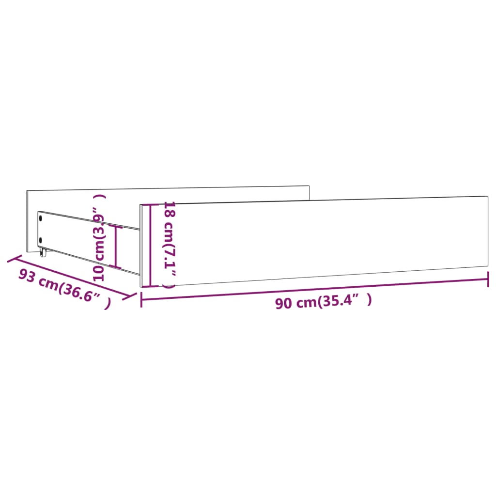 Tiroirs de lit 2 pcs bois de pin massif