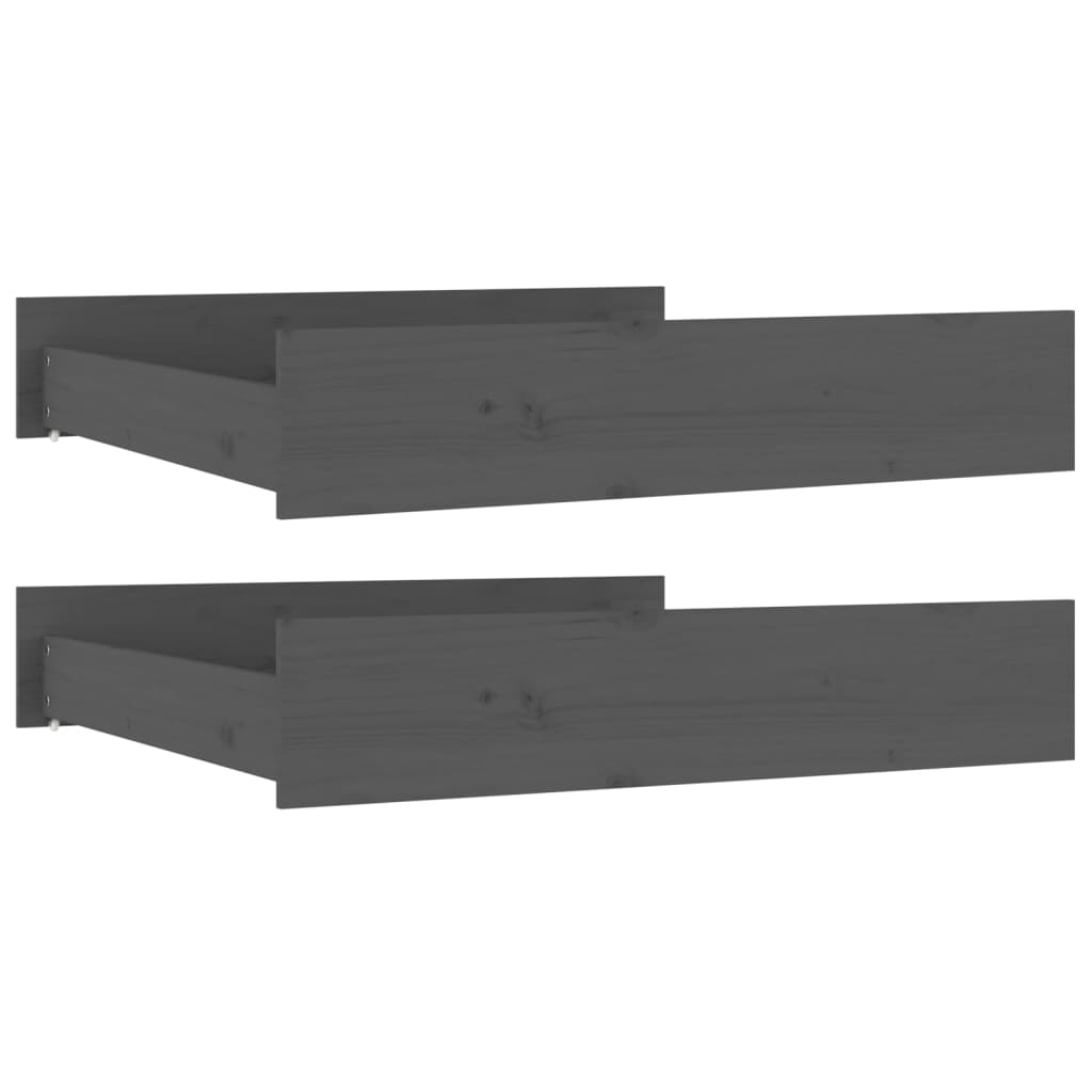 Tiroirs de lit 2 pcs Gris Bois de pin massif