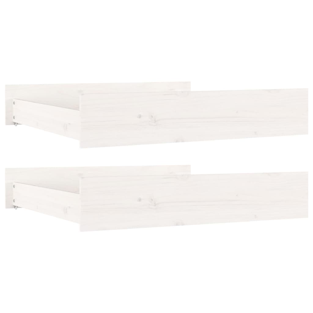 Tiroirs de lit 2 pcs blanc Bois de pin massif