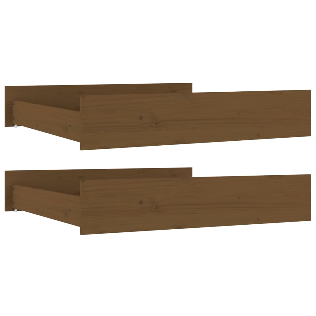 Tiroirs de lit 2 pcs Marron miel Bois de pin massif