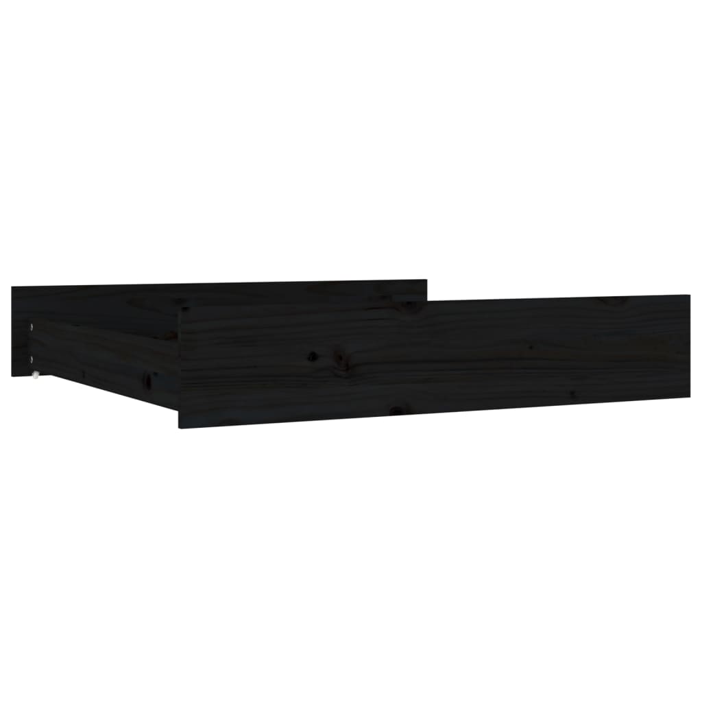 Tiroirs de lit 2 pcs Noir Bois de pin massif