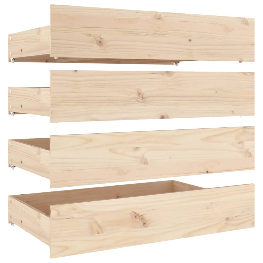 Tiroirs de lit 4 pcs Bois de pin massif