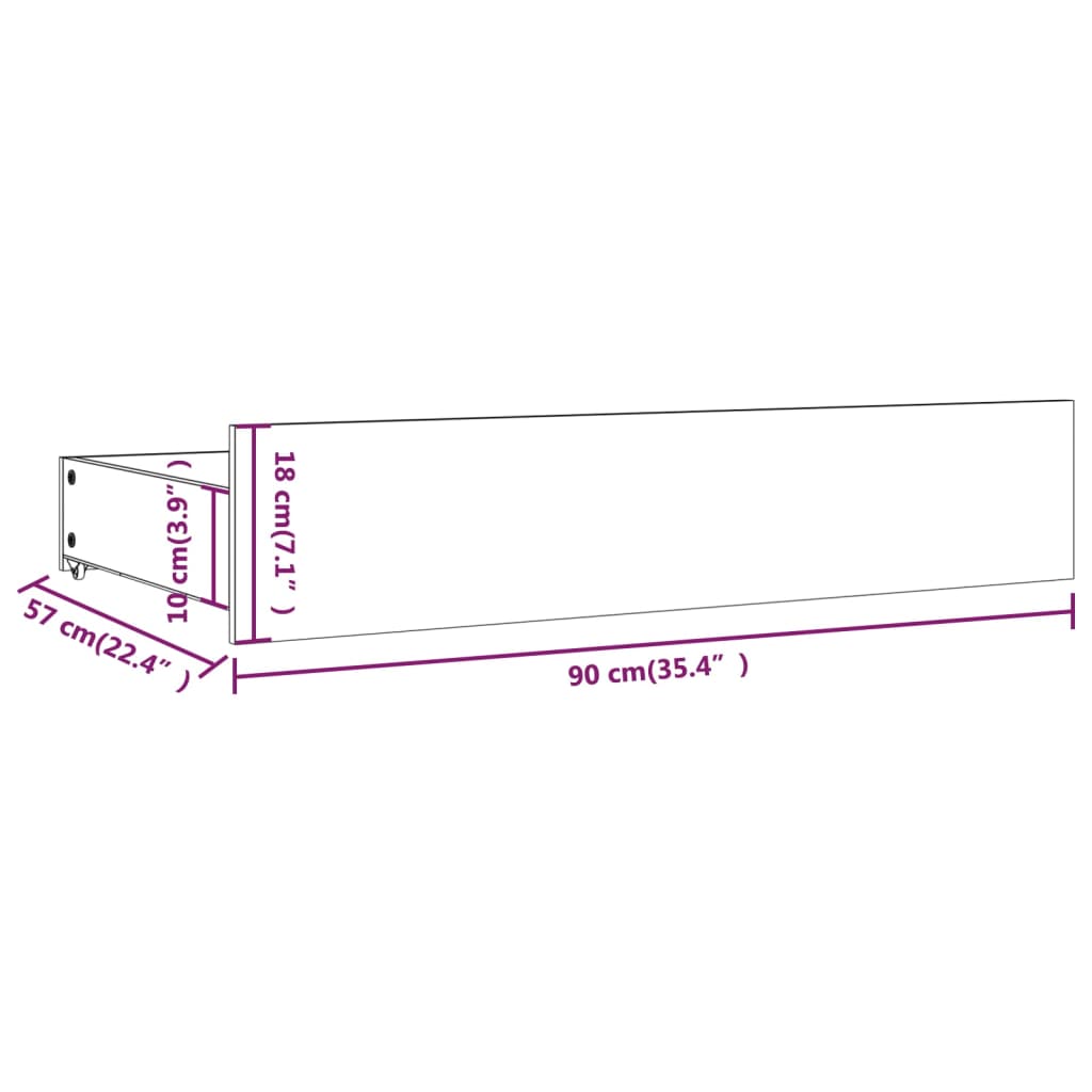 Tiroirs de lit 4 pcs Noir Bois de pin massif