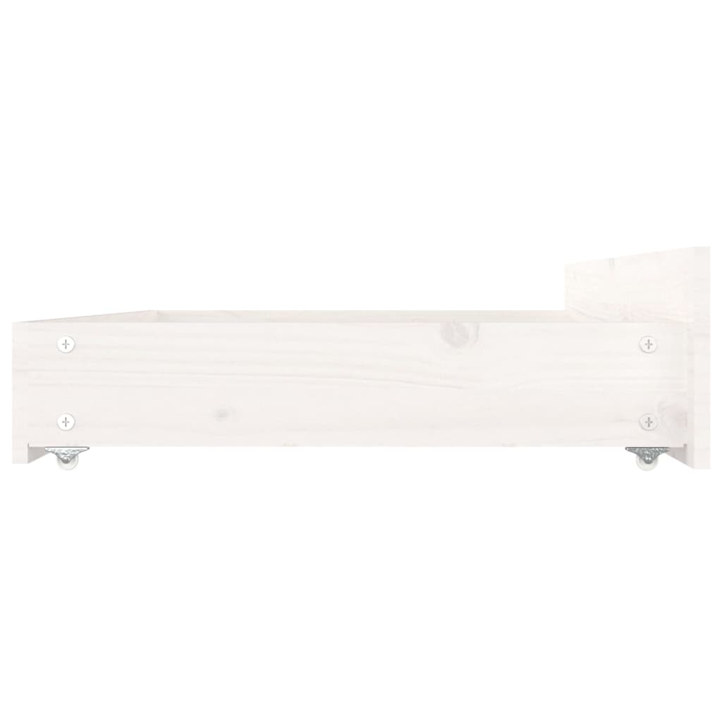 Tiroirs de lit 4 pcs Blanc Bois de pin massif