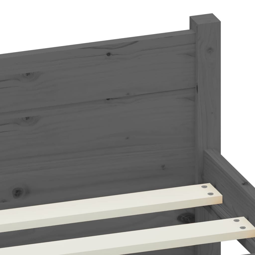 Bed frame without mattress gray solid wood 75x190 cm