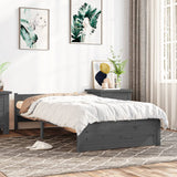 Cadre de lit sans matelas gris bois massif 75x190 cm