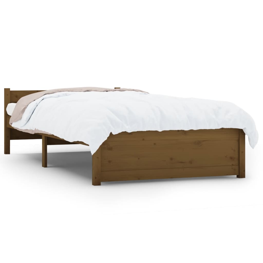 Cadre de lit sans matelas marron miel bois massif 75x190 cm