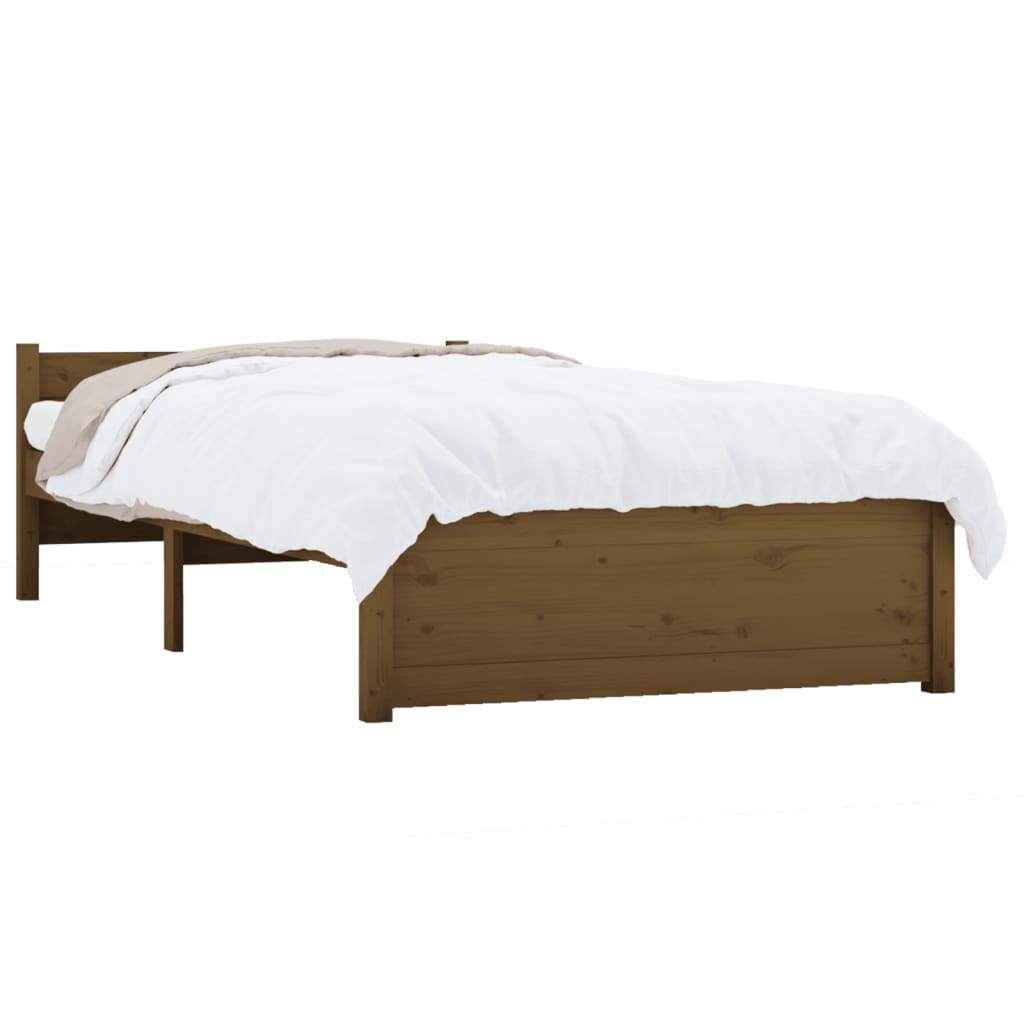 Cadre de lit sans matelas marron miel bois massif 75x190 cm