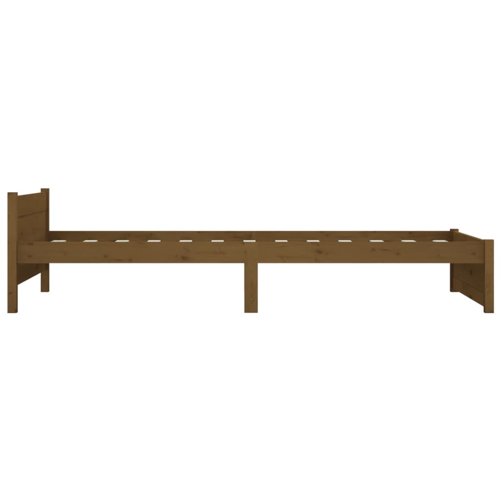 Bed frame without mattress honey brown solid wood 75x190 cm