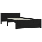 Cadre de lit sans matelas noir bois massif 75x190 cm