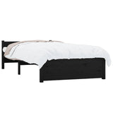 Cadre de lit sans matelas noir bois massif 75x190 cm