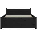 Cadre de lit sans matelas noir bois massif 75x190 cm