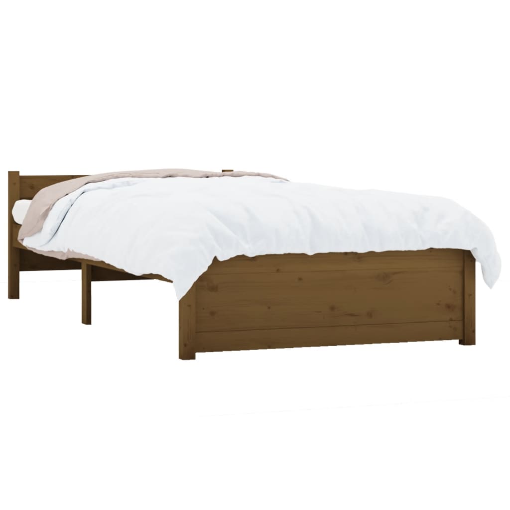 Cadre de lit sans matelas marron miel bois massif 90x190 cm