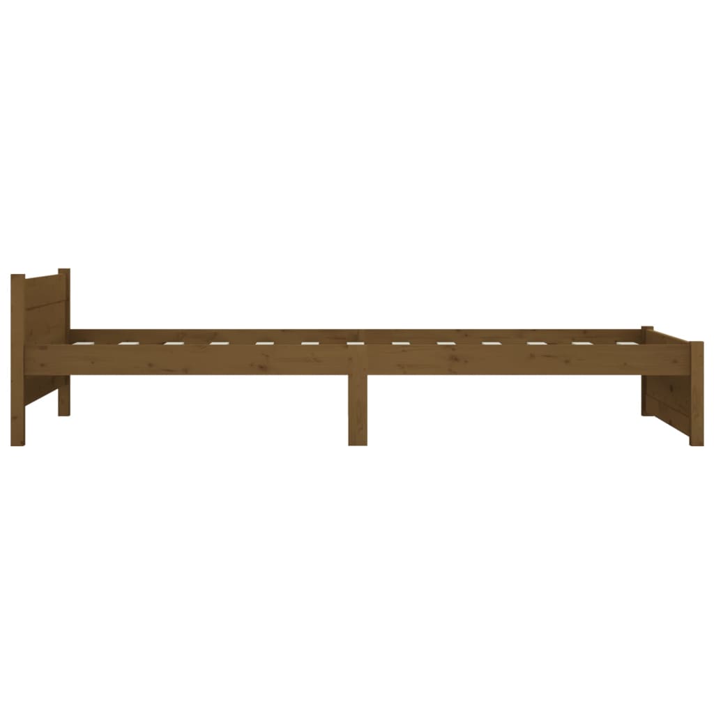 Cadre de lit sans matelas marron miel bois massif 90x190 cm