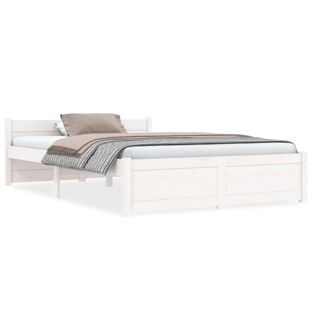 Bed frame without mattress white solid wood 135x190 cm