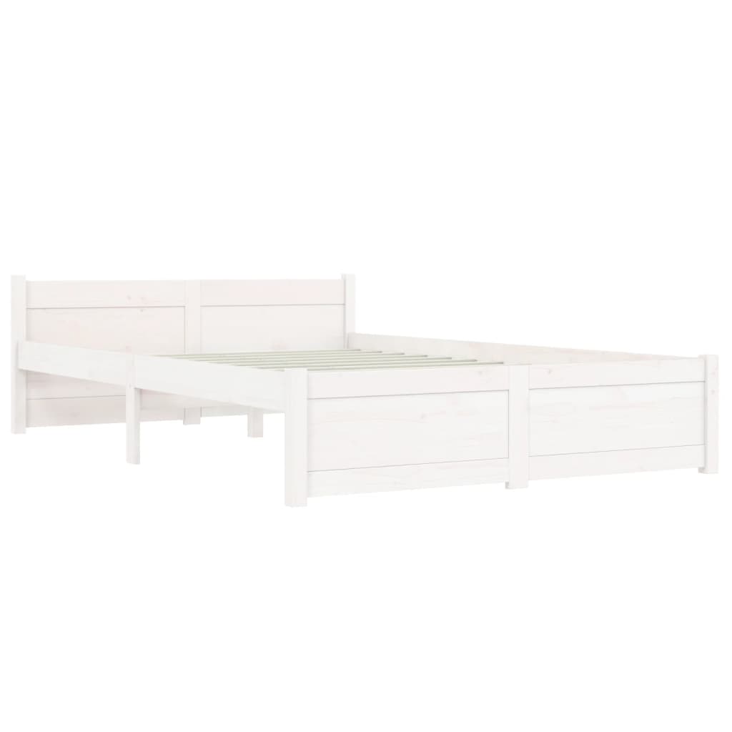 Bed frame without mattress white solid wood 135x190 cm