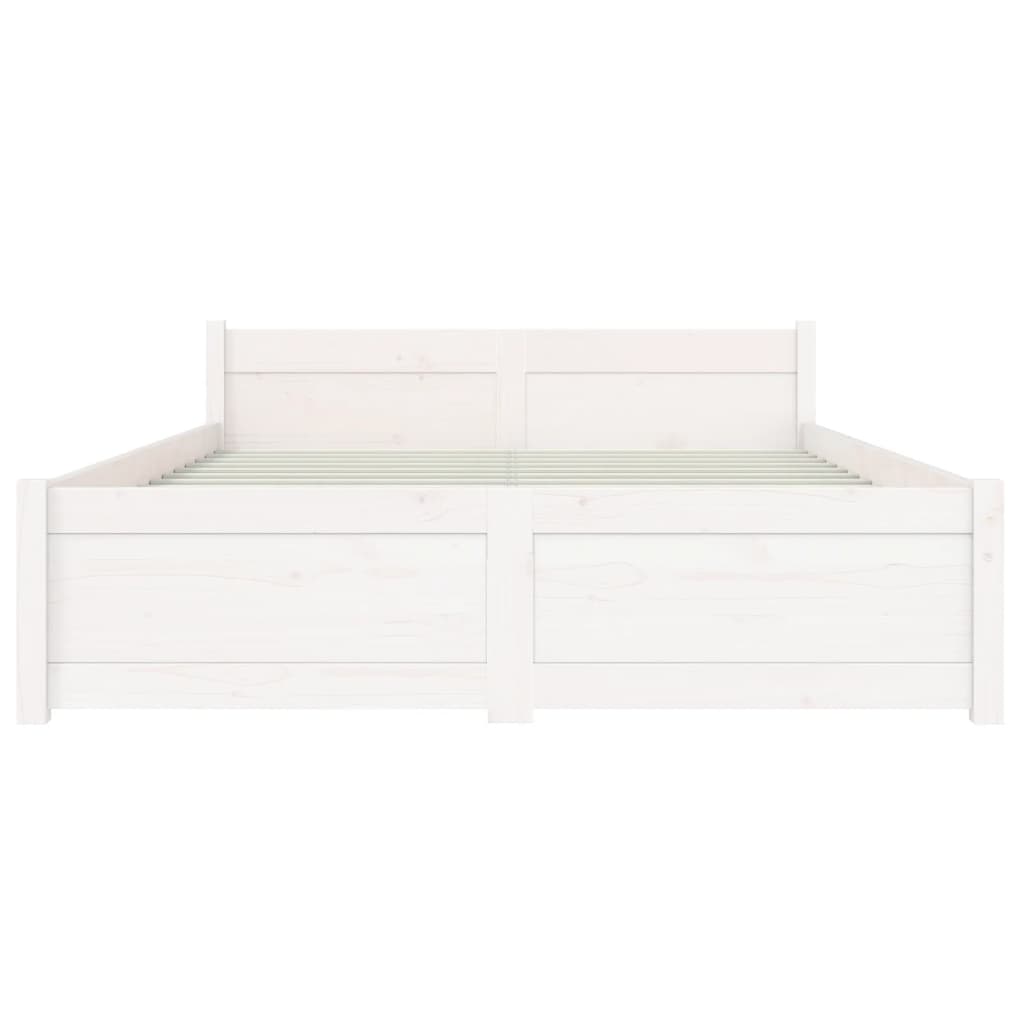 Bed frame without mattress white solid wood 135x190 cm