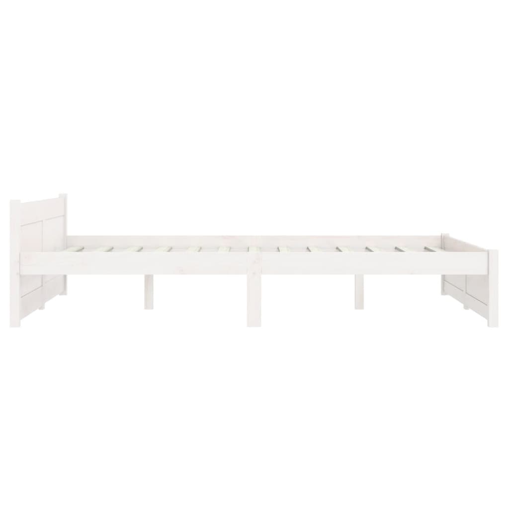 Bed frame without mattress white solid wood 135x190 cm