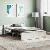 Bed frame without mattress white solid wood 135x190 cm