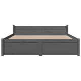 Bed frame without mattress gray solid wood 135x190 cm