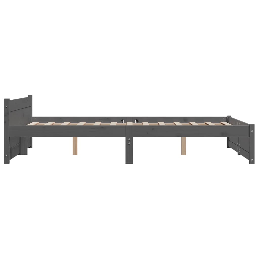 Bed frame without mattress gray solid wood 135x190 cm