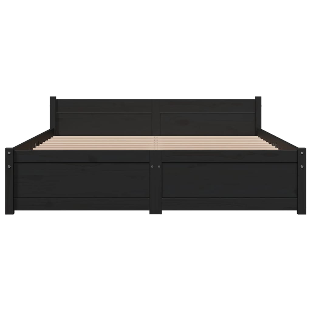 Bed frame without mattress black solid wood 140x190 cm