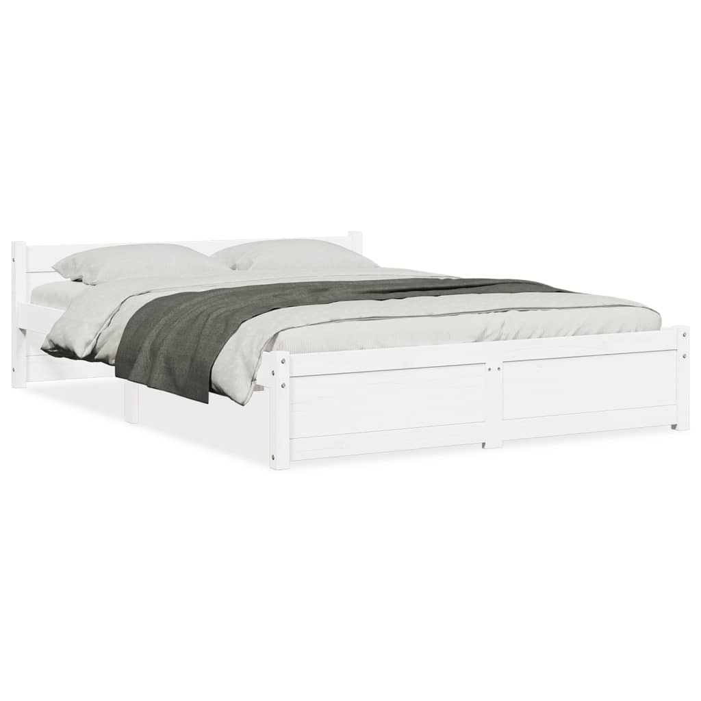 Cadre de lit sans matelas blanc bois massif 140x200 cm